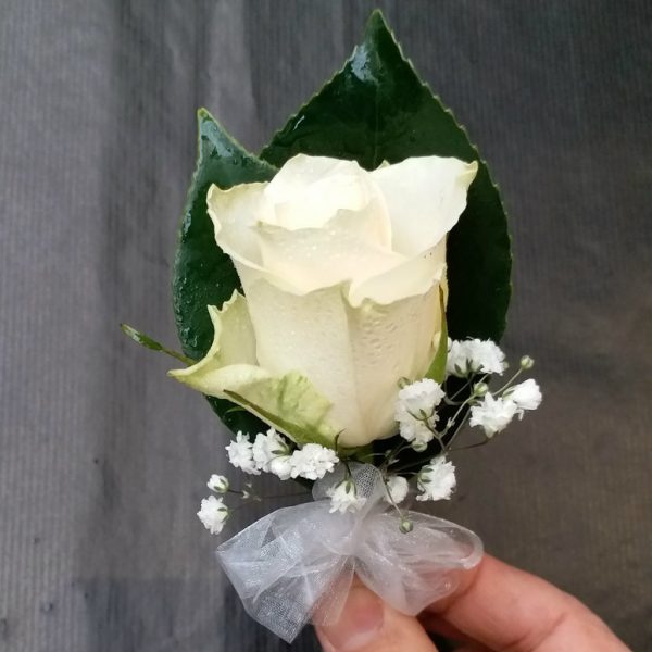 1朵白色玫瑰胸花