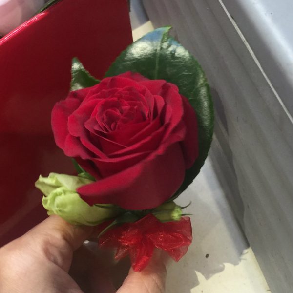 1朵红色玫瑰胸花