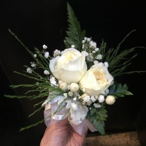 2 White Rose with Berry Corsage