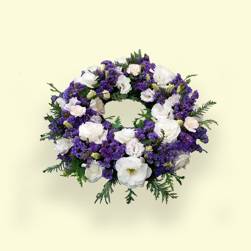 40cm (Small) Purple & White Flower Wreath