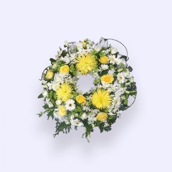40cm (Small) Yellow & White Flower Wreath