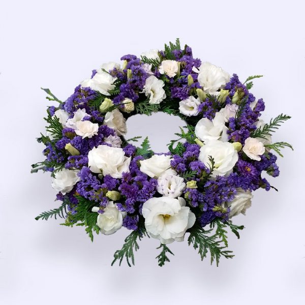 60cm (Medium) Purple & White Flower Wreath