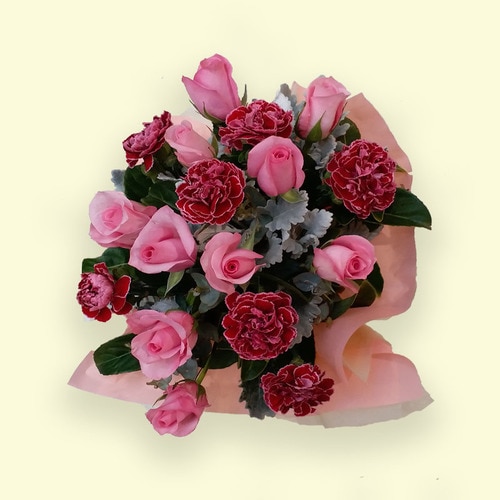 9 Stems Pink Rose & 8 Stems Pink Sim Caration