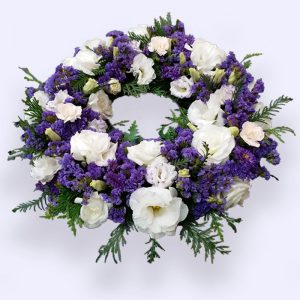 90cm (Large) Purple & White Flower Wreath