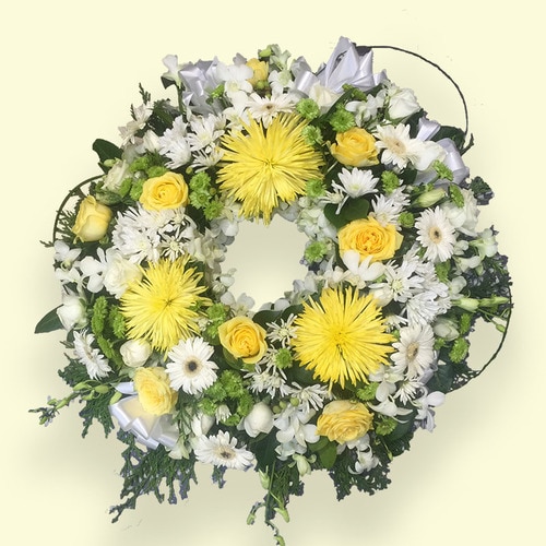 90cm (Large) Yellow & White Flower Wreath