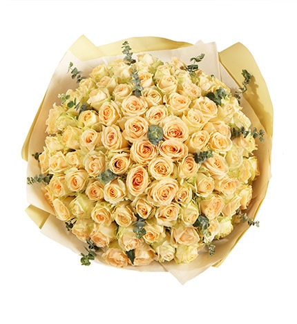 99 Stems Champagne Rose with Leaves