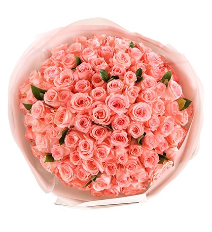 99 Stems Pink Rose with Leaves