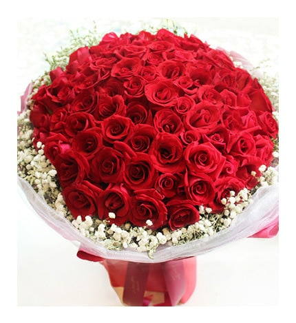 99 Stems Red Rose with Babysbreath