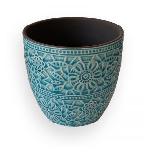 Ceramic flower Pot (Green, D=13.6cm, H=12.8cm)