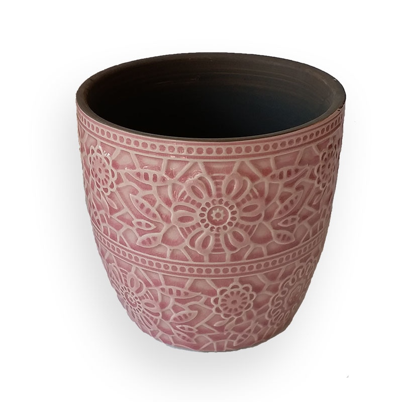 Ceramic flower Pot (Pink, D=13.6cm, H=12.8cm) Angelic Flower