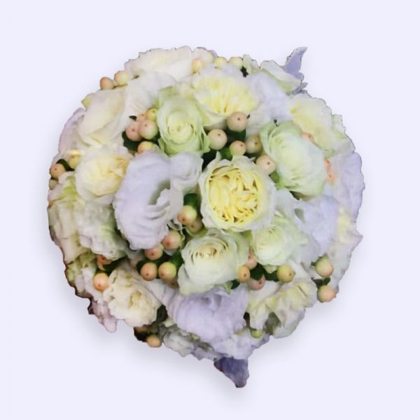 Over 10 Stems Rose And About 20 Stems Lisianthus with Berry Wedding Bouquet